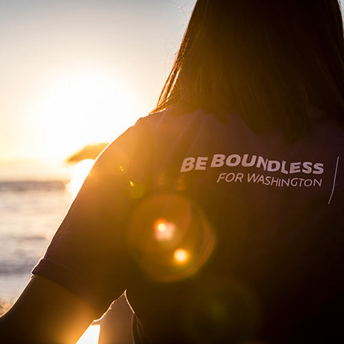 Student wearing Be Boundless shirt