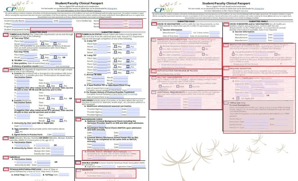 How to fill out the CPNW clinical passport | Current Students